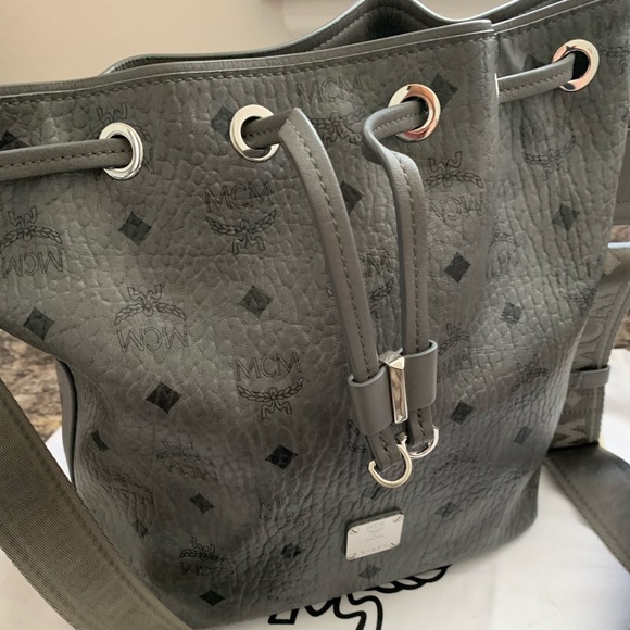 MCM Phantom Grey Small Drawstring Handbag - Picture 11 of 15